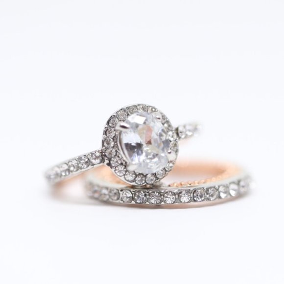 Jewelry - 14k Gold Dipped Two Tone Topaz Oval Ring
